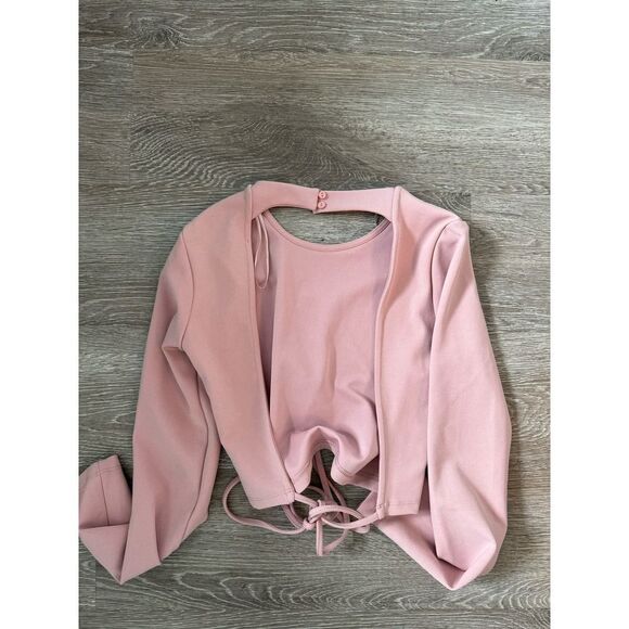 Zara EUC Open Back Top With Ties Pink Cropped Size XS - Picture 7 of 10